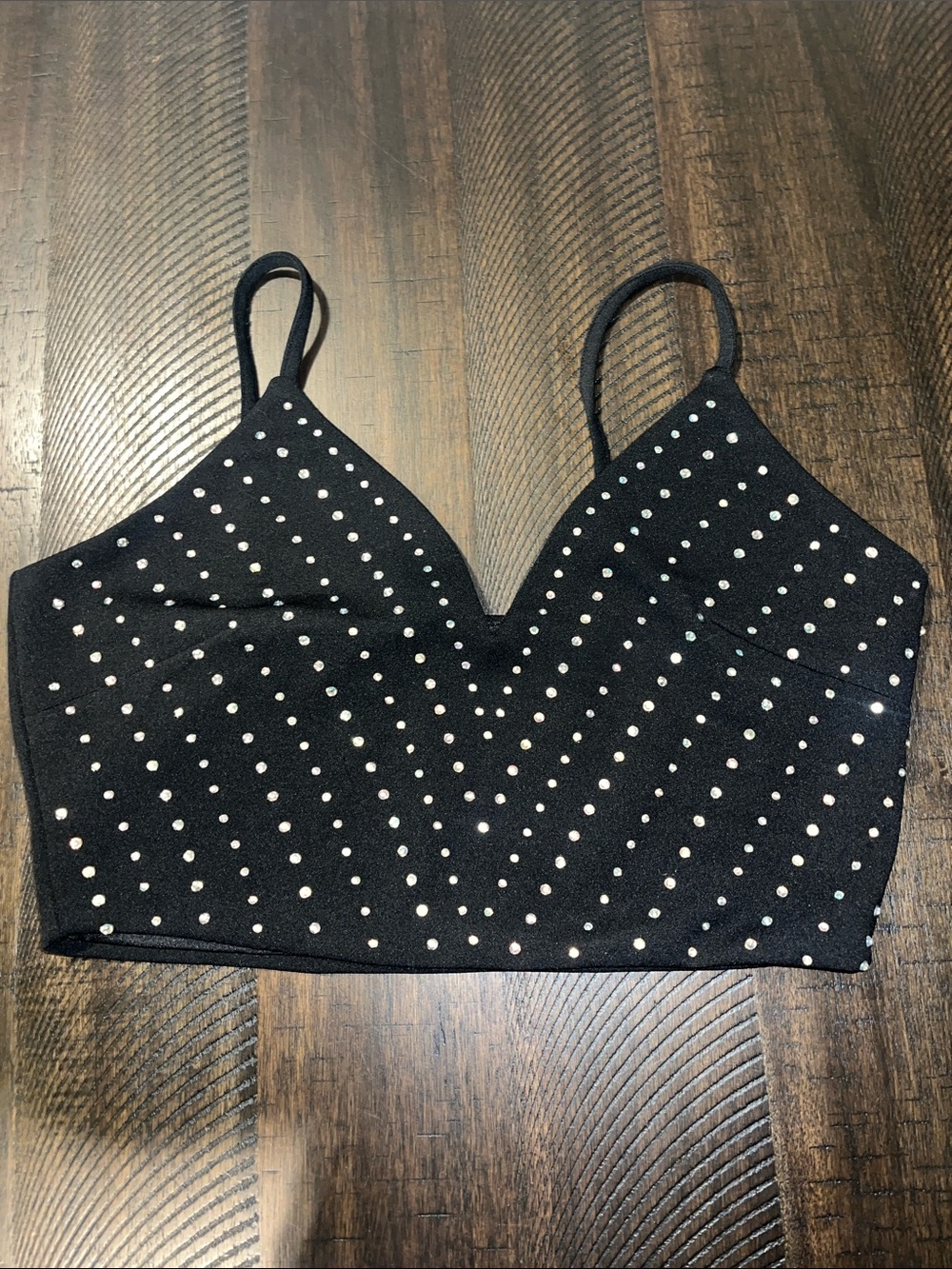 Windsor Black Rhinestone Crop Top